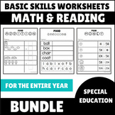 Math & Reading Basic Academic Skills BUNDLE for Special Ed
