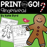 Math Reading Phonics Gingerbread theme NO PREP printables 