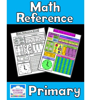 Preview of Math Reference Sheet - Primary
