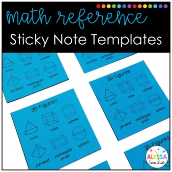 Preview of Math Reference Sticky Notes Templates