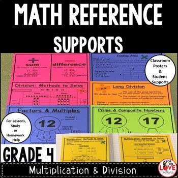 Preview of Math Reference Supports for Multiplication & Division- Grade 4