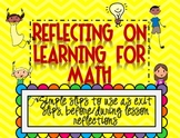 Math -Reflecting on Learning{Math Reflections for Grade 2-3}