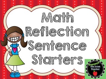 Preview of Math Reflection Sentence Starter Cards