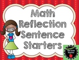 Math Reflection Sentence Starter Cards