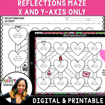 Preview of Valentine's Day Math Reflections Worksheet Maze