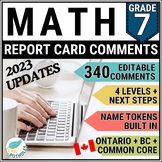 Grade 7 Ontario Report Card Comments Math British Columbia