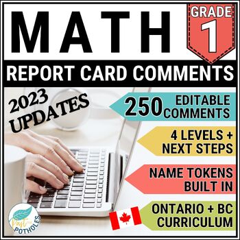 Preview of Grade 1 Ontario Math Report Card Comments - EDITABLE UPDATED British Columbia