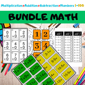 Preview of Bundle Math Resources for K & Pre-K: Cards and Worksheets.