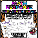 Math Response Paragraph Frame