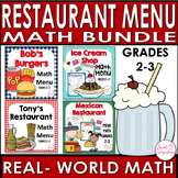 Math Restaurant Menu 2-3 Bundle Activities - Money Problem