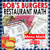 Restaurant Menu Math - Real Life Math - Money Word Problem
