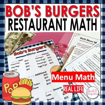 Preview of Restaurant Menu Math - Real Life Math Activities - Money and Word Problems