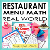MATH RESTAURANT MENU | ICE CREAM SHOP | Real World Math Problems