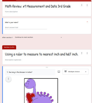 Preview of Math Review: #1 Measurement and Data 3rd Grade Valentine's Day themed