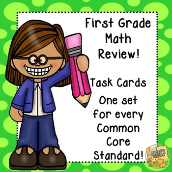 Preview of Math Review - 1st Grade - Task Cards - Every Common Core Skill!  Test Prep!