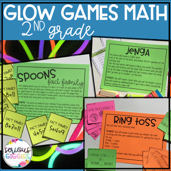 Preview of Math End of Year Activity Review 2nd Grade - Glow Day