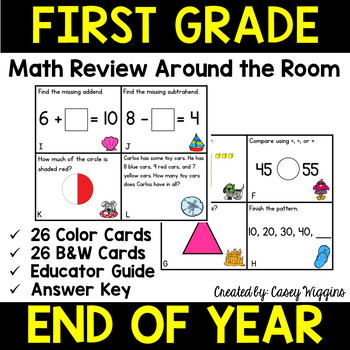 Preview of First Grade End of Year Math Review Around the Room