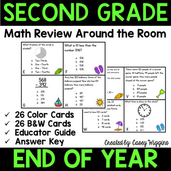 Preview of Second Grade End of Year Math Review Around the Room