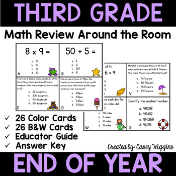 Preview of Third Grade End of Year Math Review Around the Room