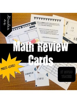 Preview of IB/PYP Math Review Cards {Math Centers- Fifth Grade}
