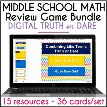 Preview of Middle School Math Review Games Truth or Dare Activities Digital Resources