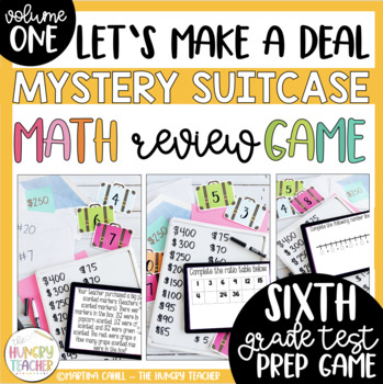 Preview of Math Review Game for 6th Grade Test Prep review Game Mystery Suitcase Game
