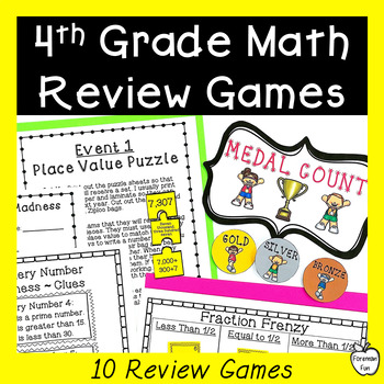 Preview of Math Review Games - 4th Grade End of Year Math Review - Math Olympics