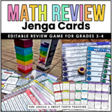 Math Review Jenga Game | 3rd-4th Grade | EDITABLE Cards
