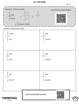 math review packet 7th grade with qr codes no prep common core