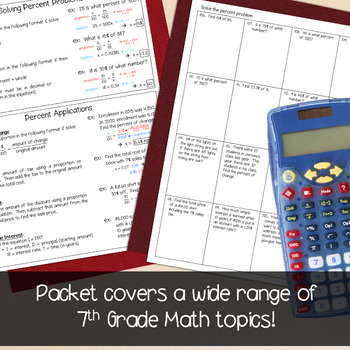 7th Grade Math Review Packet - Back to School Math Review for 8th Grade