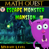 Halloween Math Activity Quest - Escape Monster Mansion (MEDIUM)
