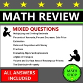 Math Review Questions Math Test Prep 6th Grade Math 7th Grade Math