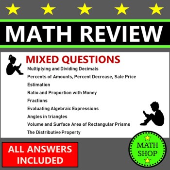 Preview of Math Review Questions Math Test Prep 6th Grade Math 7th Grade Math