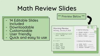 Preview of Math Review Slides 