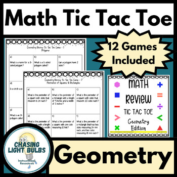 Preview of Math Review Tic Tac Toe - Geometry Edition