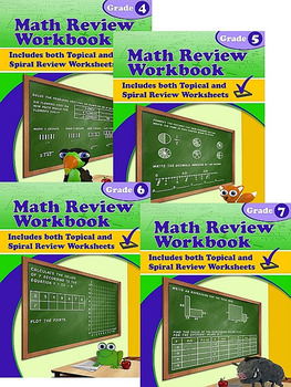 Preview of Math Review Workbook Grades 4-7 Bundle