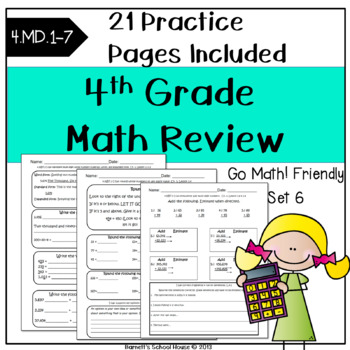 Preview of Math Review Worksheets | 4th Grade | ELA Skills | Common Core | SET 6