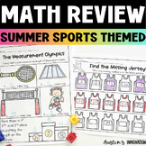 Math Review Worksheets First Grade Summer Sports Themed - 