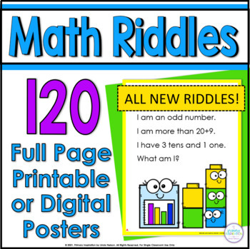 Preview of Math Posters - 1st Grade and 2nd Grade Vocabulary and Skills Riddles 1-120