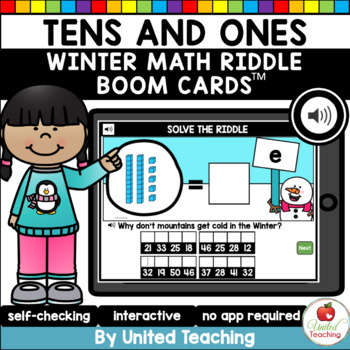 Preview of Tens and Ones Math Riddle Boom Cards (Distance Learning)