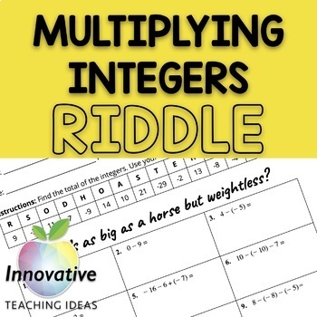 Preview of Math Riddle Worksheet | Multiplying Integers | Editable | Make your own puzzles