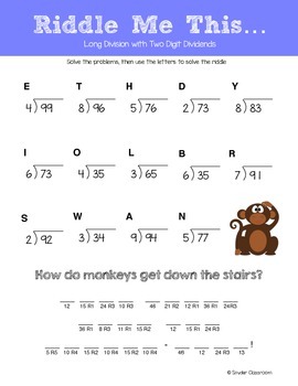 Long Division Math Riddles by Snyder Classroom | TpT