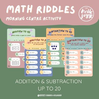 Preview of Math Riddles Morning Centre (Addition and Subtraction to 20)