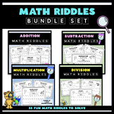 Math Riddles Worksheet Bundle - Addition, Subtraction, Mul