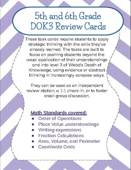 Preview of Math Rigorous Review Task Cards (DOK3)