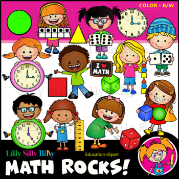 Preview of Math Rocks! - Clipart in Full color and Black/ white stamps.