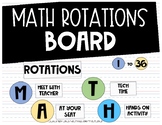 Colorful Math Rotations Board FREEBIE