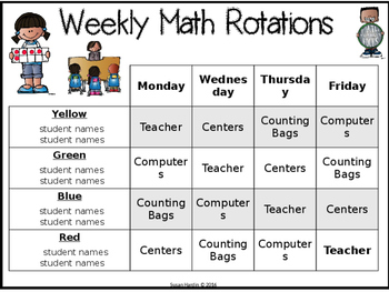 Preview of Math Rotations Classroom Management Chart