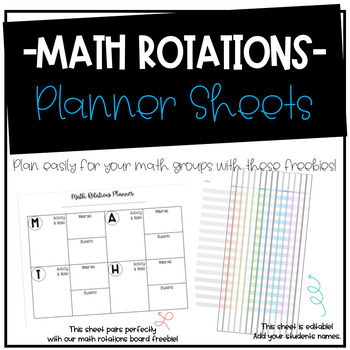 Preview of Math Rotations Planner Sheets