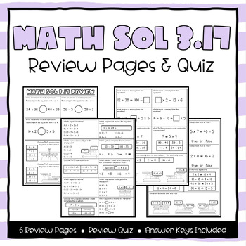 Preview of Math SOL 3.17 Review Pages (Equations)